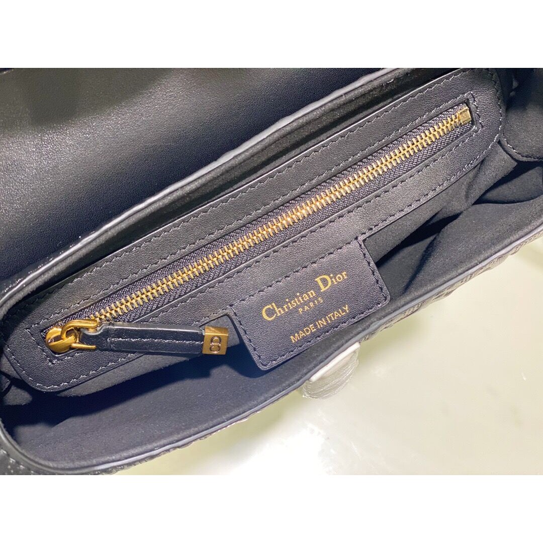 Christian Dior Saddle Bag with Strap M0455B, Black, One Size