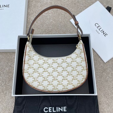 Celine Ava Bag in Triomphe Canvas and Calfskin 