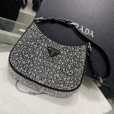 Borsa Prada Cleo in raso con cristalli