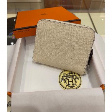 1:1 Hermes Silk in compact wallet in epsom leather