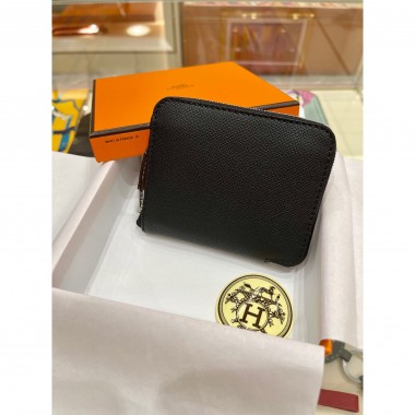 1:1 Hermes Silk in compact wallet in epsom leather