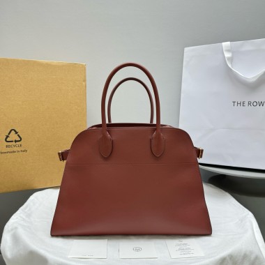 The Row Soft Margaux 15 Bag in Leather-Brick