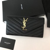 YSL long Caviar Wallet-black/gold