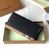 Burberry check and Leather Long Wallet 