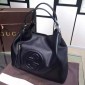 "Soho" Large Shoulder Leather Bag, Black 