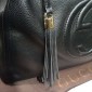 "Soho" Large Shoulder Leather Bag, Black 