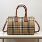 Burberry Check and Leather Medium Bowling Bag