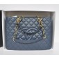 GST Large Shopping handbag in caviar, Blu marina/oro