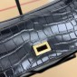 Balenciaga Rodeo Large crocodile embossed Handbag- Black