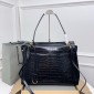 Balenciaga Rodeo Large crocodile embossed Handbag- Black